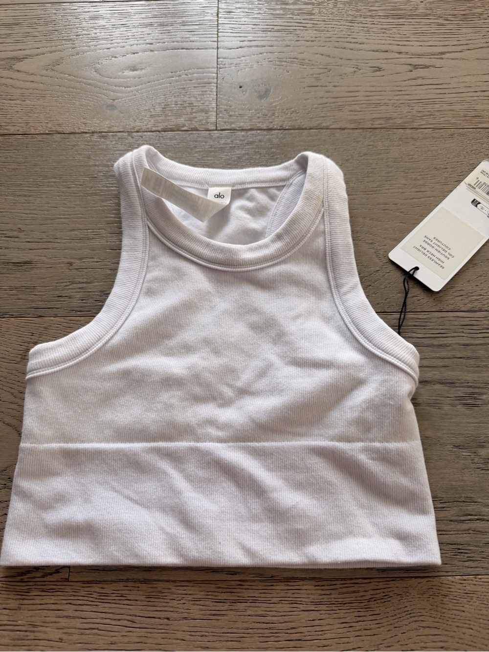 Alo Women's White Ribbed Crop Tank